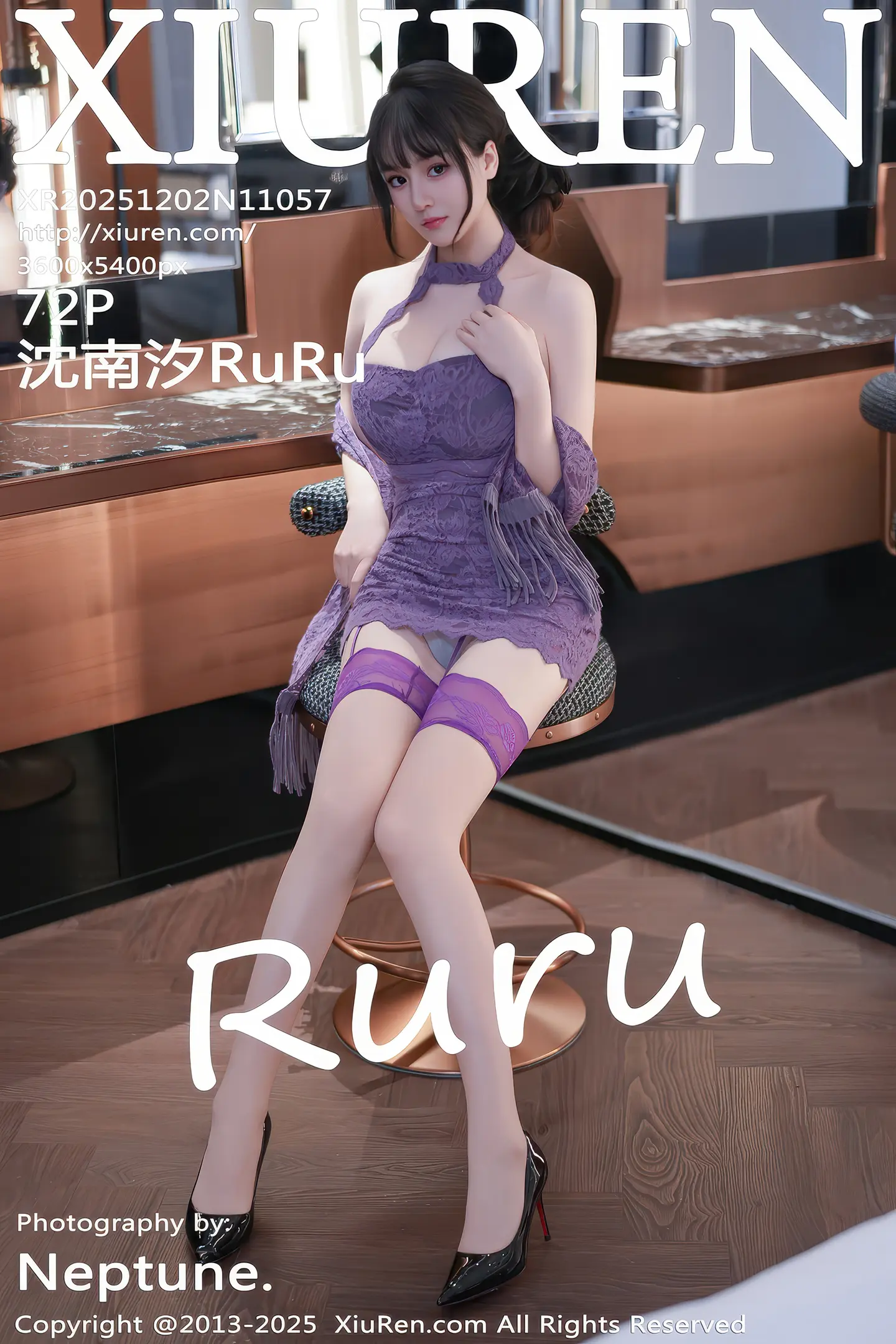 [XiuRen秀人网]No.11057_模特沈南汐RuRu性感紫色连衣短裙配紫丝吊袜秀凹凸身材诱惑写真72P-秀人网 - XiuRen.Pro